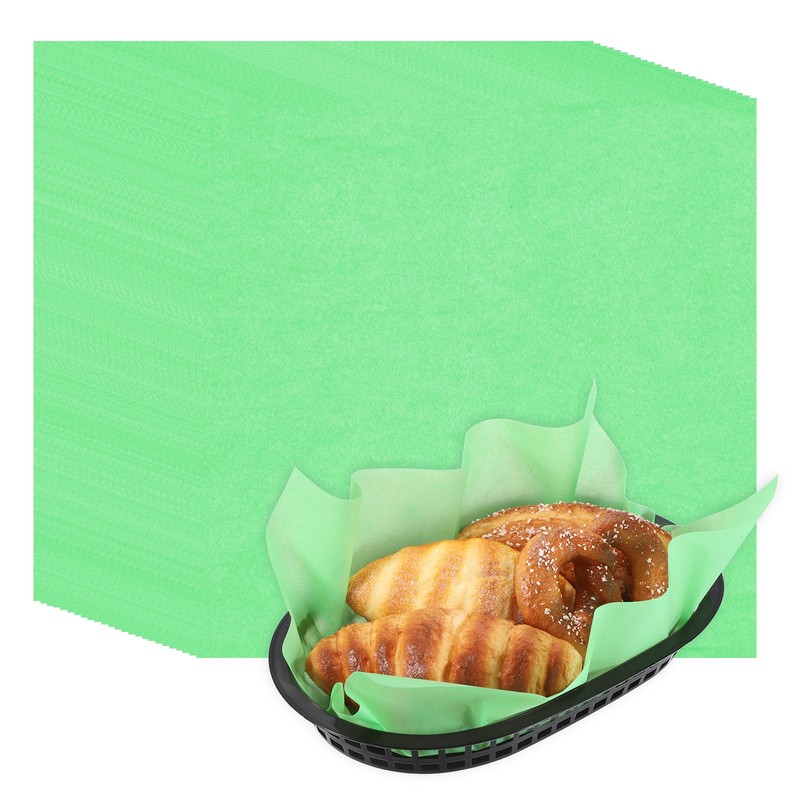 50pcs Solid Color Wax Paper Sheets with 5 Pcs Fast Food Baskets, Fruit Green