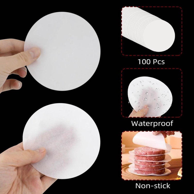 100 Pcs Burr Patty Paper Hburr Parchment Papers 4 Inch Non-Sti gallery