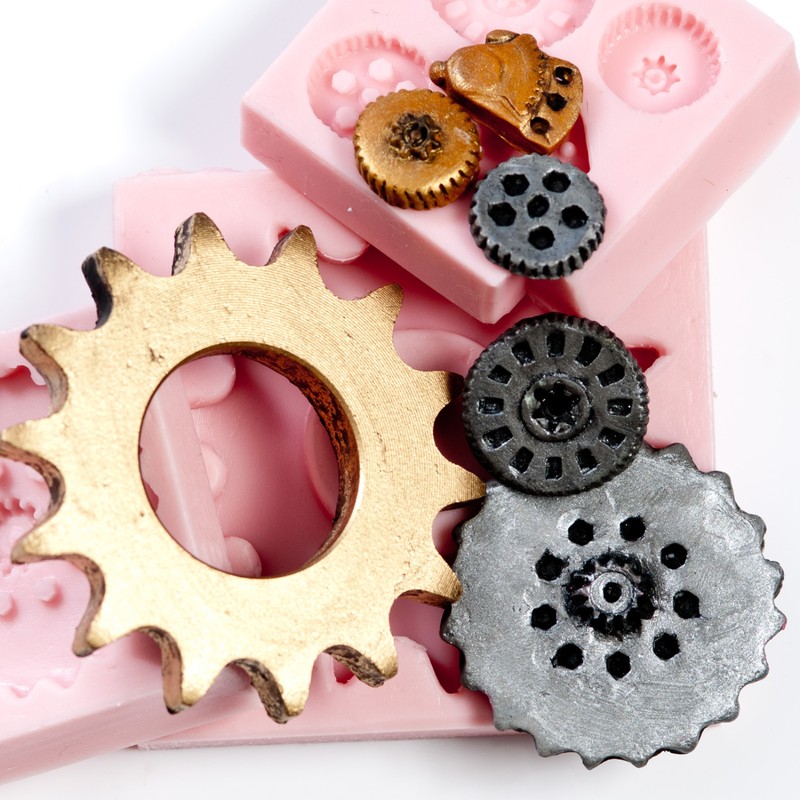 Silicone Molds set of 3 Steampunk Gear Cog Moulds Food Safe Candy Clay (227) gallery