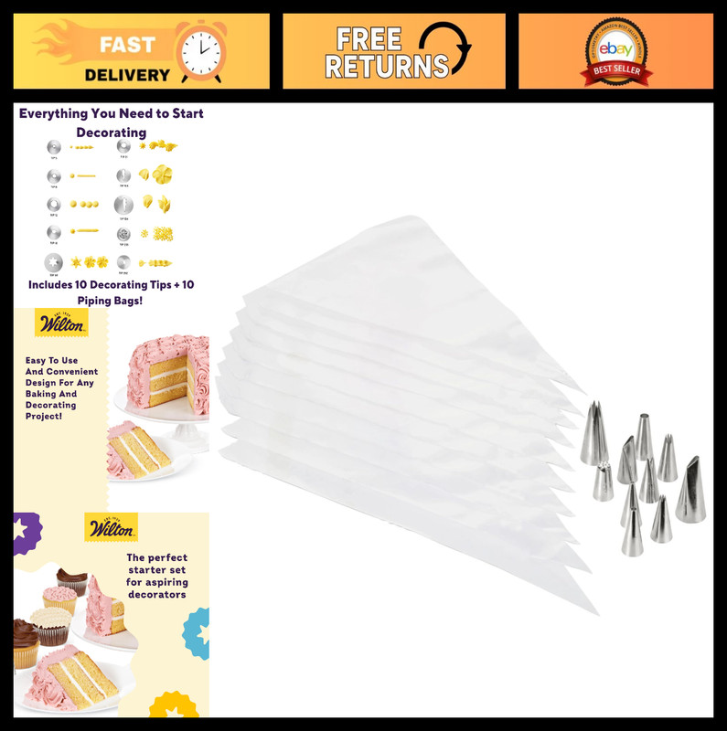 Buttercream Cake Decorating Kit – 20-Piece Set with Piping Tips & Icing Bags