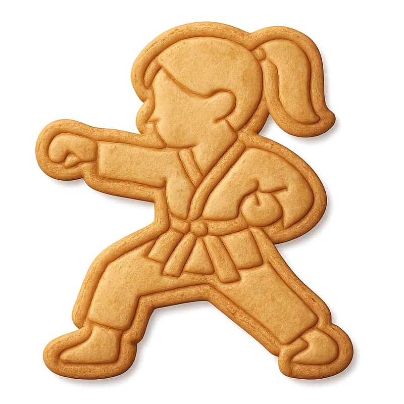 Punching Karate Girl Cookie Cutter & Stamp, Fondant & Clay – 4×3.1