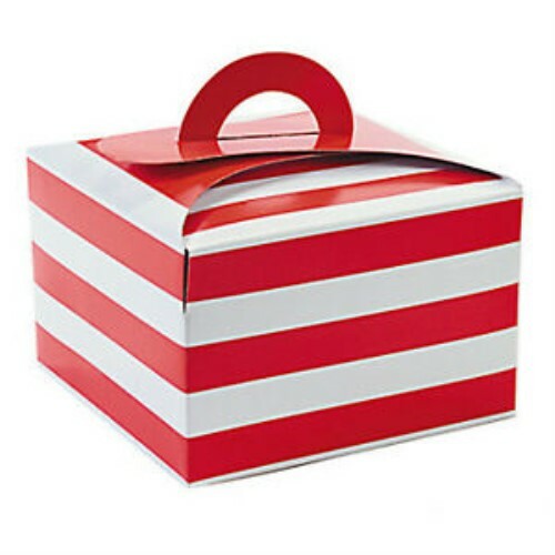 Cup cake Box Cupcake Carry Boxes Red and White Striped Holiday Party 6ct