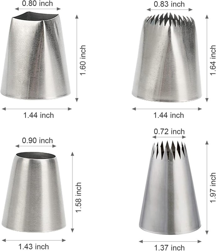 4-Pack X-Large Frosting Tips - Stainless Steel for Elegant Cake Design gallery
