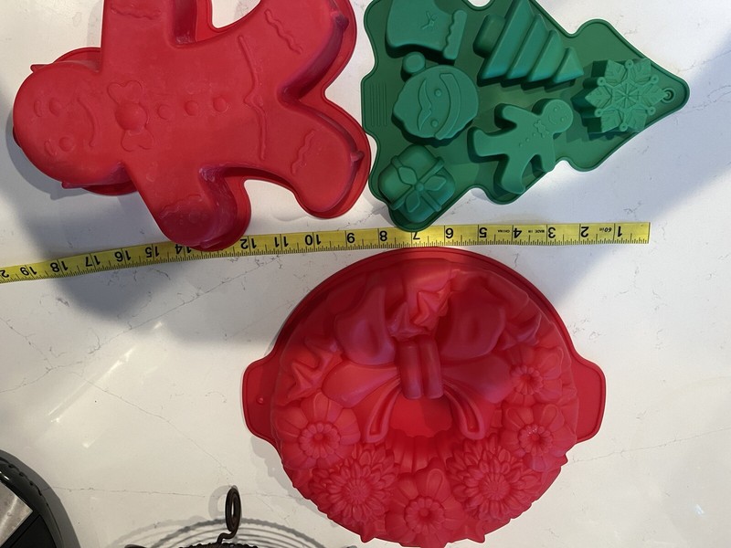 Lot of 3 Christmas Silicone Molds Christmas Tree Gingerbread Man Wreath 