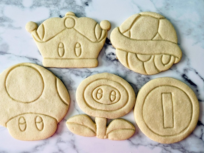 Mario Item Cookie Cutters - Super Mushroom, Fire Flower, Coin, Shell, Super gallery
