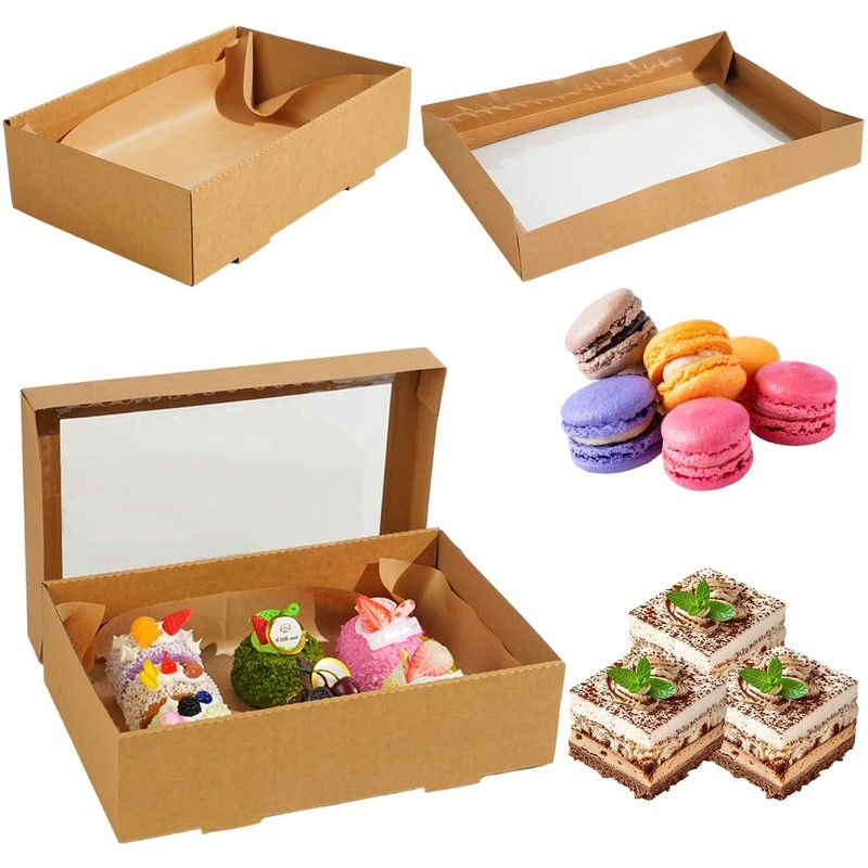 10 Pack Bakery Boxes with Window, 13.78x9.84x3.15 Inch Cookie Boxes, Large Ca... gallery
