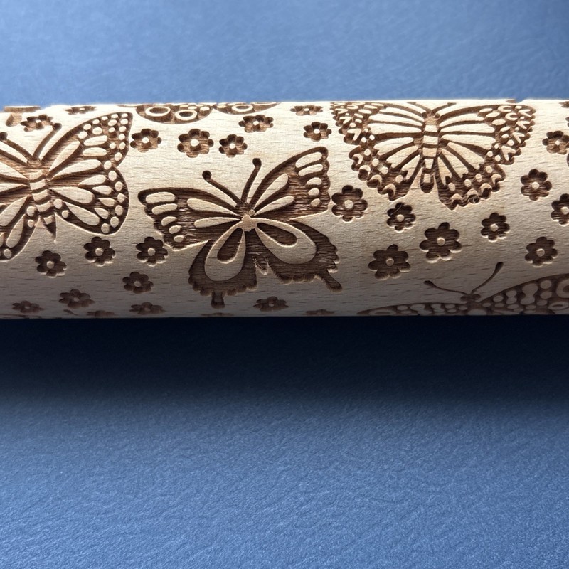 Embossed Rolling Pin In EUC Butterflies And Flowers￼ gallery