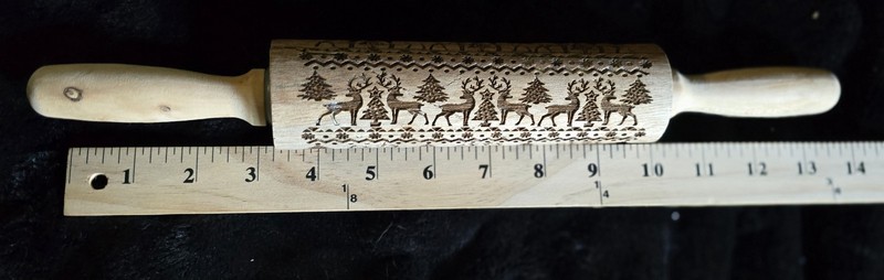 Christmas Wooden Rolling Pin & Reindeer Embossed Wood Roling Pin Holiday Baking gallery