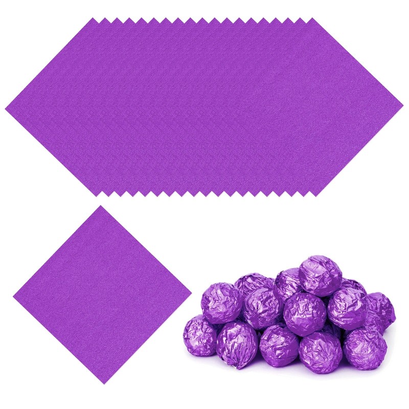 Foil Candy Wrappers 3×3 Inch, 100 Pcs Purple Orange Pattern Paper for Candy