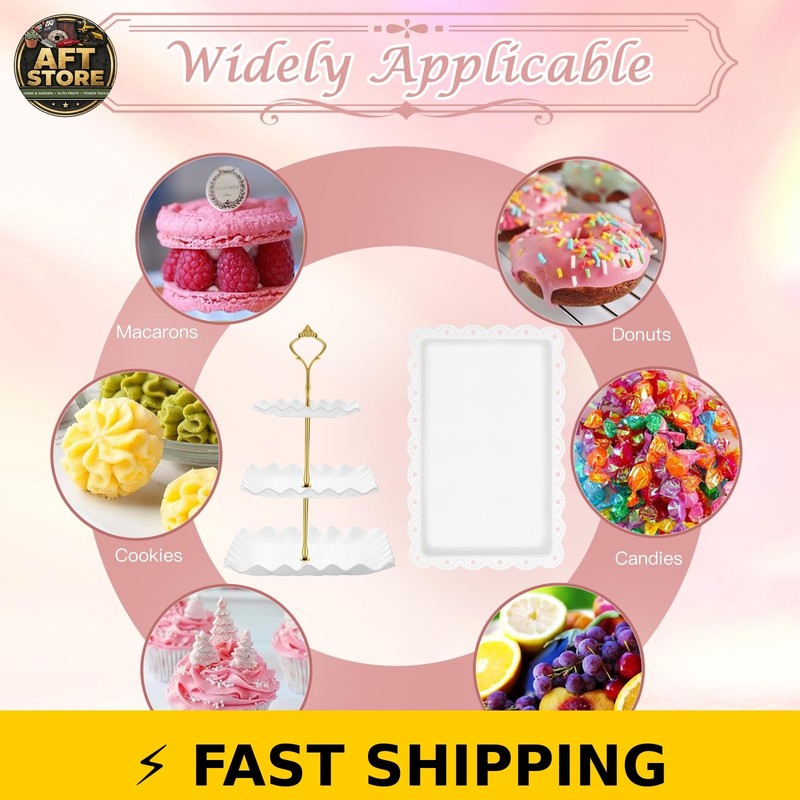 PinCute 5 Pcs Dessert Display Set - 3 Tier Cupcake Stand & Tray gallery