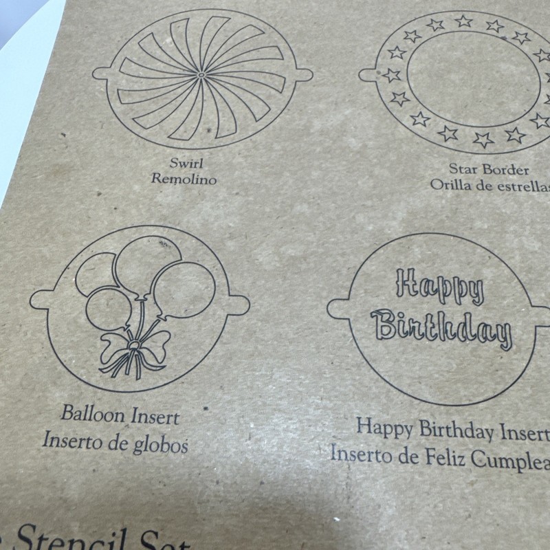 Pampered Chef Cake Stencil Set #1535 New Birthday Heart Balloon Celebration gallery