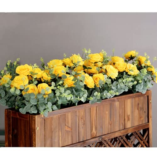 Artificial Roses Fake Flowers 10 Heads Arrangement Silk Bouquet Yellow gallery
