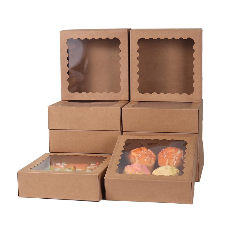 36 pcs 10x10x2.5 Inches Cake Box with Window Bakery Pastry Cookie Boxes Mini …