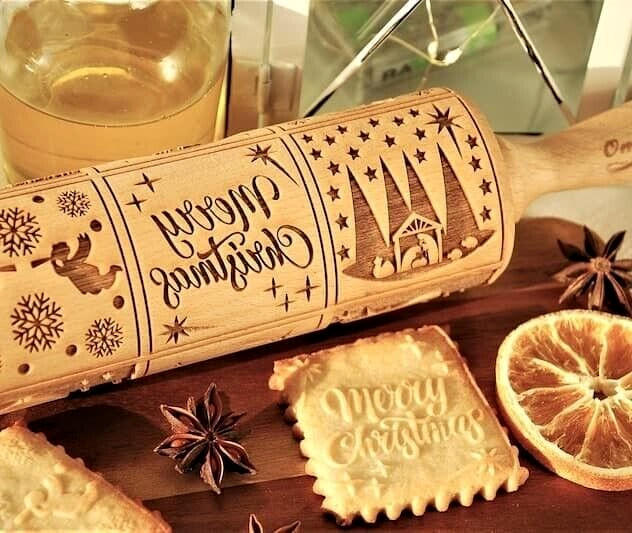 Nativity Embossed Rolling pin Christmas cookie Stamp Xmas Cookie mold Springerle gallery