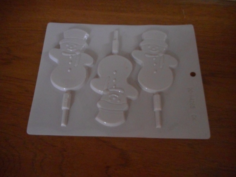 ASSORTED PLASTIC CANDY MOLDS Set Of 3 - LOLLIPOP SNOWMAN/STARISH/ANGELS gallery