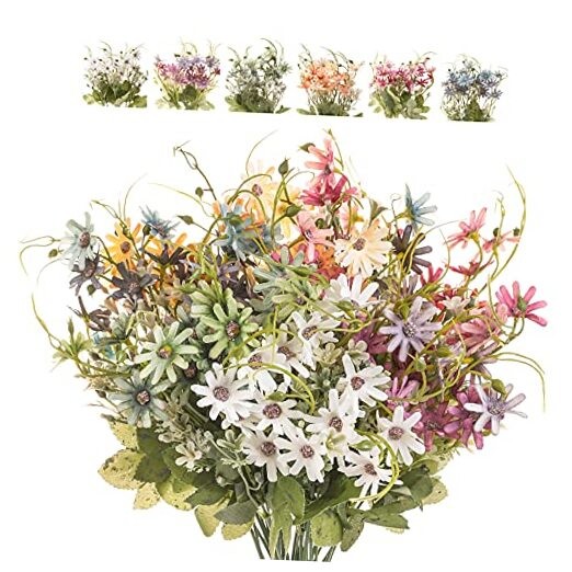 Artificial Flowers Wildflowers Silk Daisy Spring Fake Daisies Multi Color