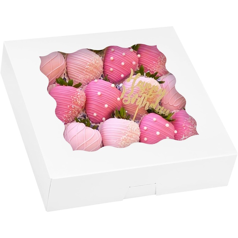 Moretoes 24pcs Bakery Boxes, 10x10x2.5 Inches Auto-Popup Pie Boxes for Cookie…