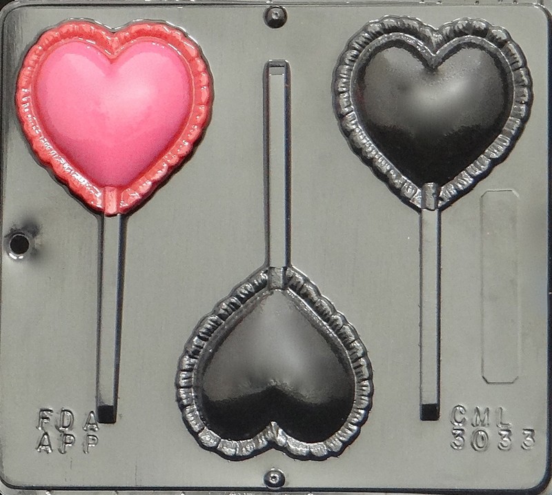 Puffed Heart Lollipop Chocolate Candy Mold Valentine 3033 NEW