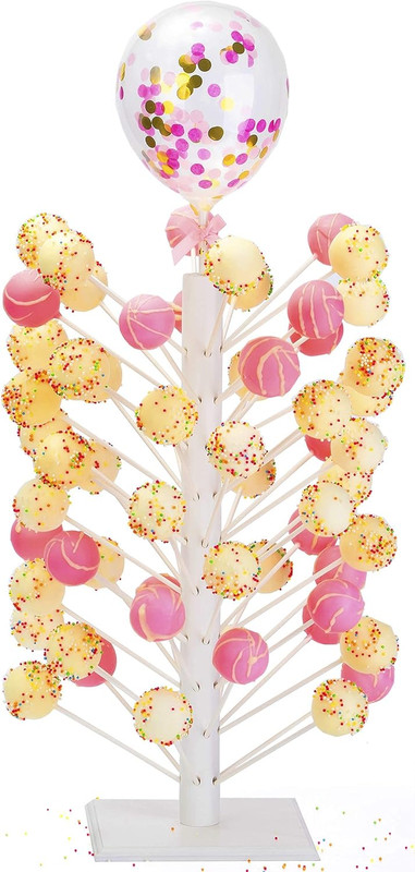 Wood Cake Pop Stand - 60 Hole Wooden Lollipop Holder Candy Table Display, Decora