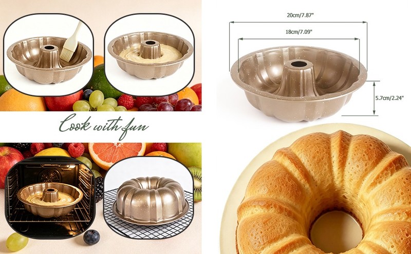 7 Inch Cake Pan, Carbon Steel Fluted Tube Pan, Nonstick Gugelhupf Cake Mold, gallery