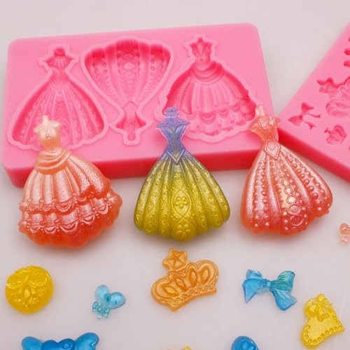 3D Princess Dress Fondant Molds, Princess Crown with Star Pattern Silicone gallery