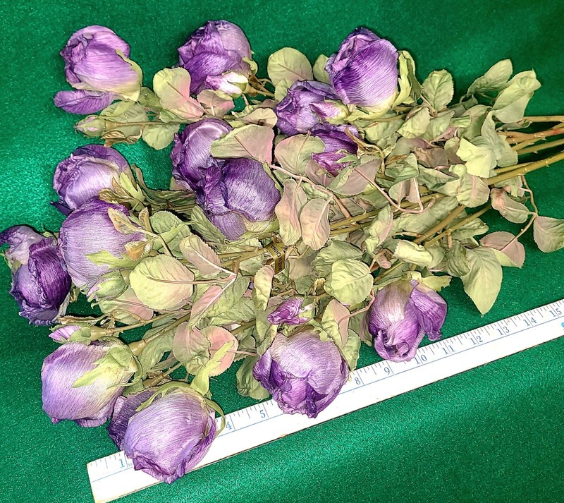 Rose Buds Large Flowers Artificial 6 Stems 29″ PURPLE VALUE Flower NEW VALUE NWT