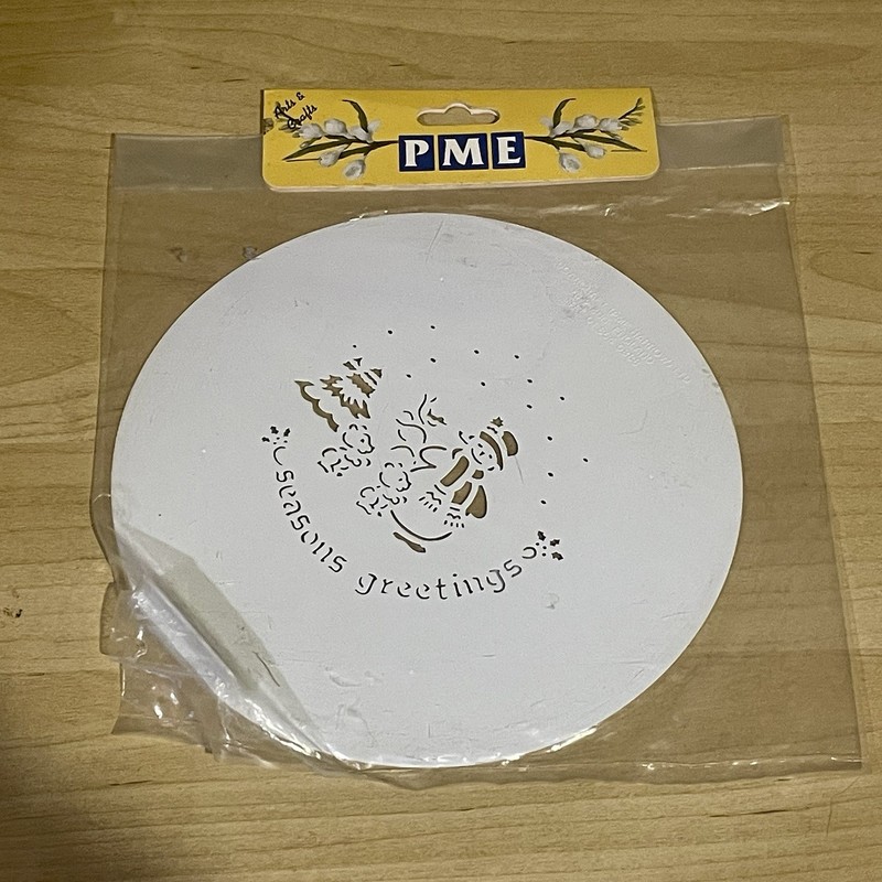 PME Sugarcraft Stencil Seasons Greetings Christmas Cake Decorating Airbrush