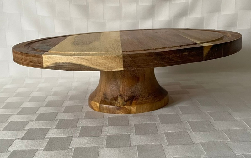 Libbey Acaciawood 11.25″ Wood Cake Stand Pedestal Base ~ Farmhouse ~ No Dome