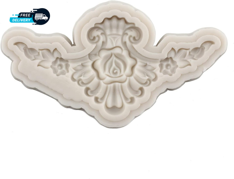 Baroque Style Curlicues Scroll Lace Silicone Fondant Molds Relief Flower Molds. gallery