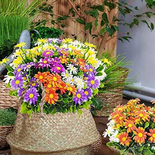 10 Bundles Artificial Daisies Plastic Flowers Outdoor UV Resistant Fake Daisy gallery