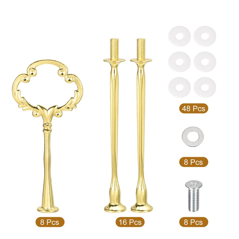 8 Set Cake Tray Stand Handle Plate Hardware 3-Tiers Mini Sunflower Gold gallery