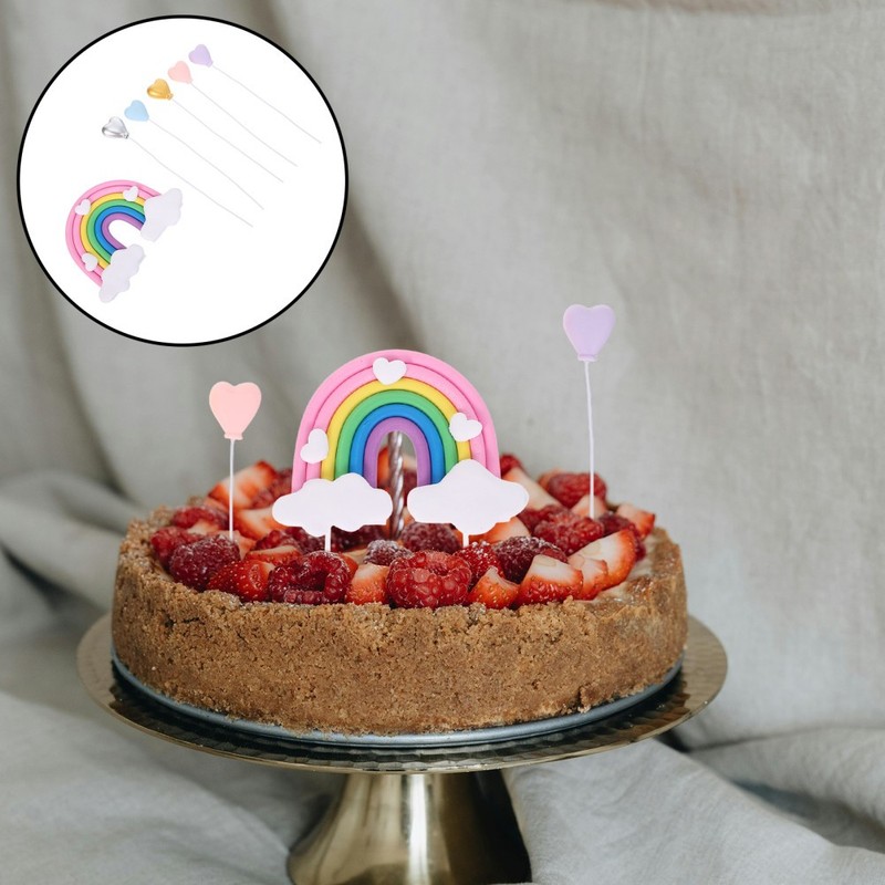 6 Pcs Rainbow Cake Toppers Inserting Pick Colorful Birthday Decorations gallery