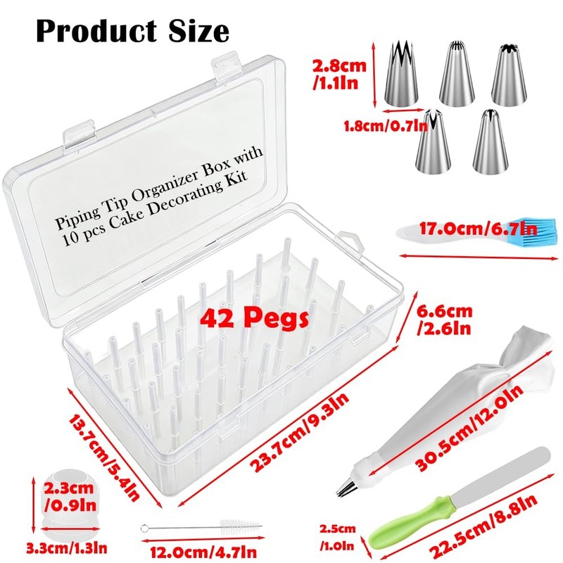 Piping Tip Box with Cake Decorating Kit, 42 Pegs Piping Tip Set Organizer Cas... gallery