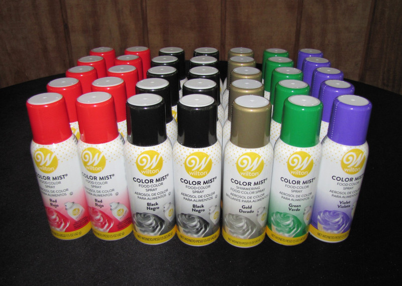 Huge Lot of 35 Wilton Color Mist Food Coloring Spray Gold Black Red Green Purple