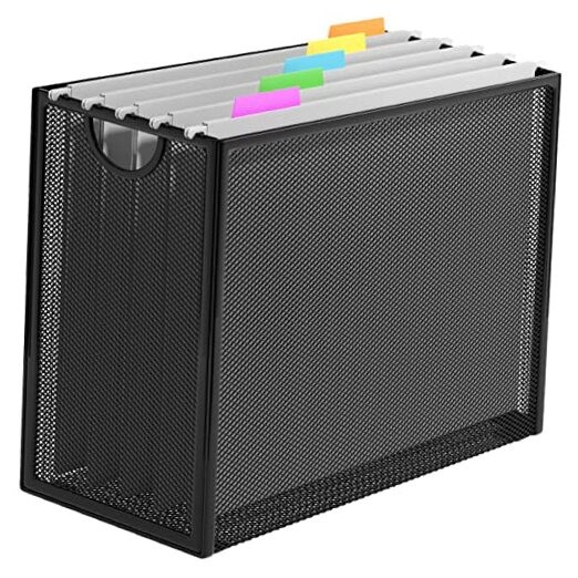 Hanging File Organizer, Letter-Size File Holder with 5 With 5 Grey Folders