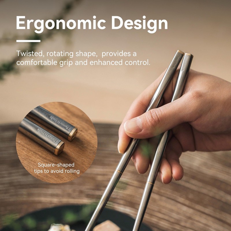 Titanium Chopsticks , Foldable Lightweight Reusable Camping Cutlery, Utensils... gallery