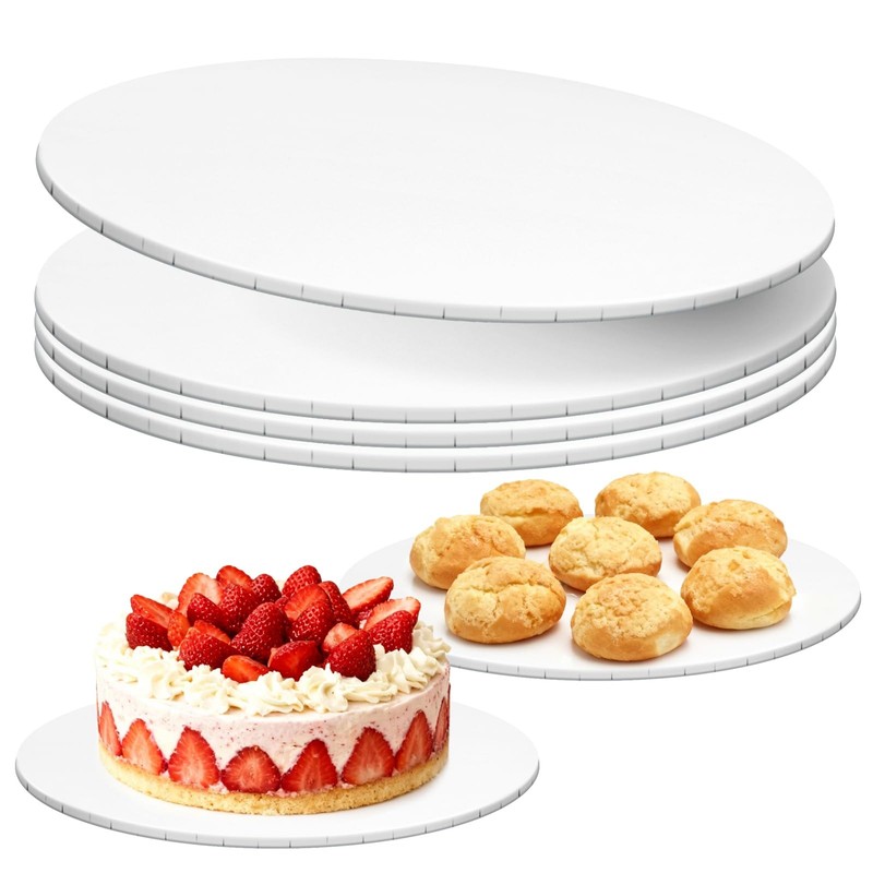 4 Pack Cake Drums 14 Inch, 1/4″ Thick Cake Boards White Cardboard Sturdy Corr…