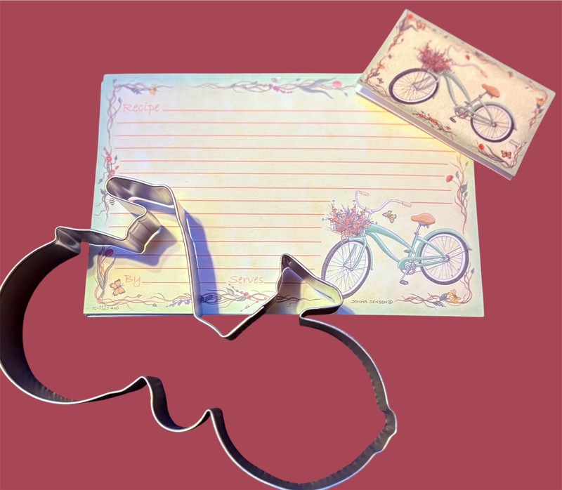 Bicycle Recipe Cards & Cookie Cutter Gift Set Made In The USA gallery