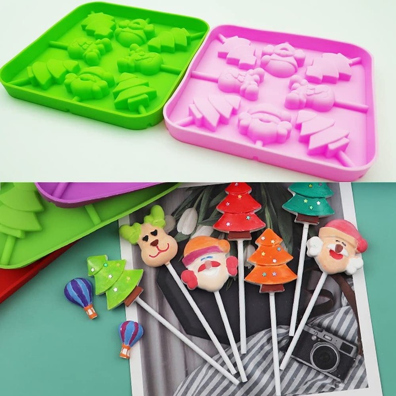 2pcs Christmas Lollipop Candy Molds 8 Cavities Silicone Lollipop Molds Chocolate gallery