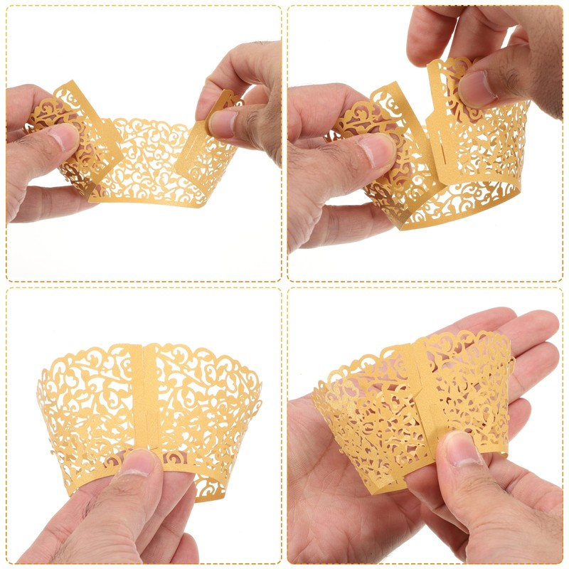 50 Pcs Cupcake Wrappers for Decoration Baking Cake Blue (Vine, Reflective Paper) gallery