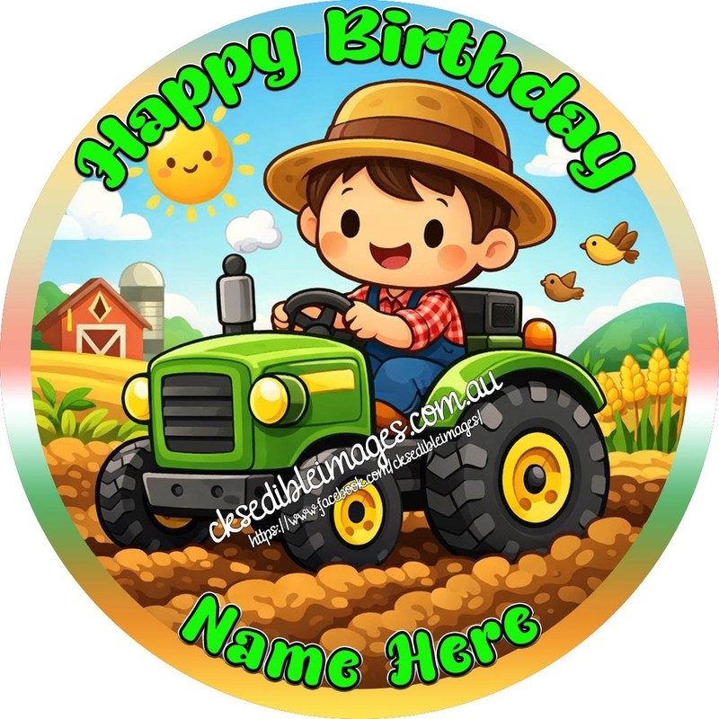 Farmer Old McDonald Edible Image Cake Cupcake Icing wafer Toppers 5-8 Inches