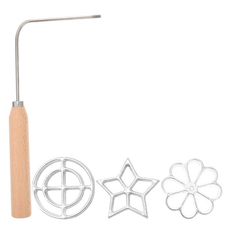 rosette iron mold waffle molds with wooden handle Para Bunuelos De Bunuelos