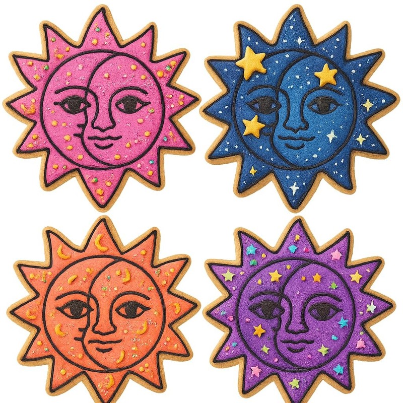 Celestial Sun and Moon Cookie Cutter & Stamp 4x4" for Baking & Fondant Clay gallery