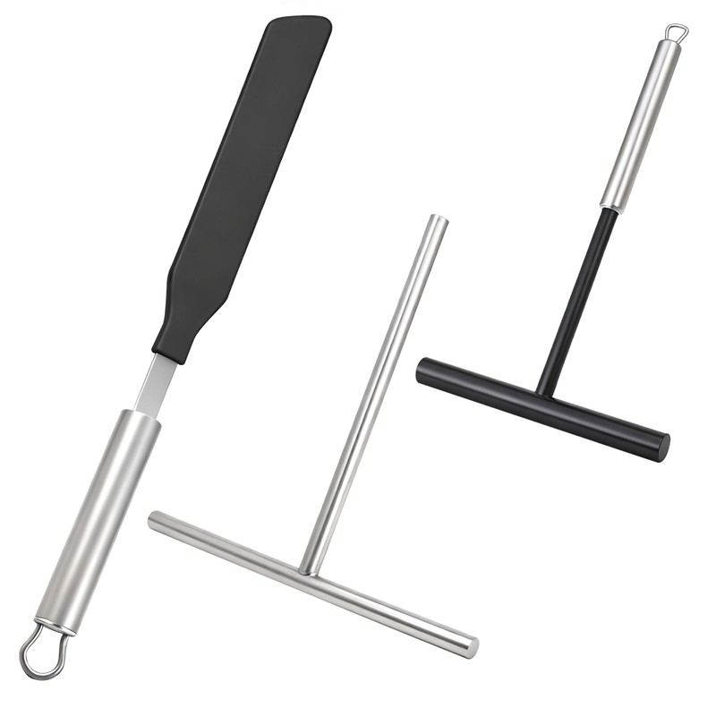 3 PCS Crepe Spreader Spatula Set Stainless Offset Tool 7 & 5 Inch TShape