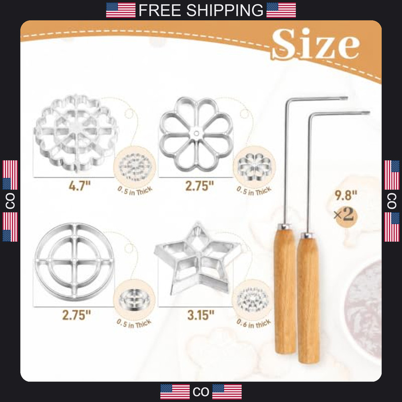 4-Piece Rosette Iron Mold Set for Baking and Decorating gallery