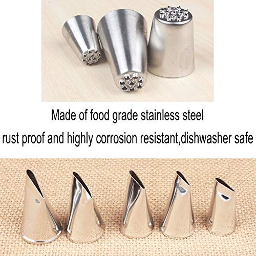 5 Pieces Large Piping Tips Set and 3Pcs Russian Grass Cream Tips DIY Decor gallery