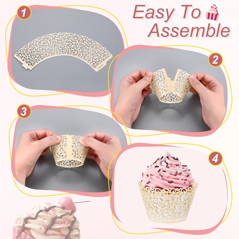 50-Pack Vine Cupcake Liners, Baking Cups for Wedding/Party[Black] gallery