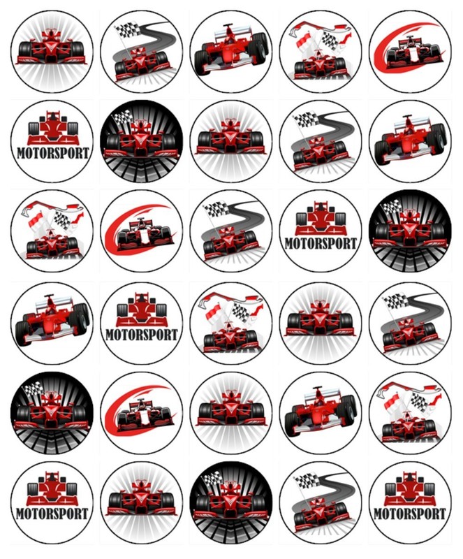 Racing Car Edible Wafer Cake & Cupcake Toppers | F1 Car Theme Cake Decorations gallery