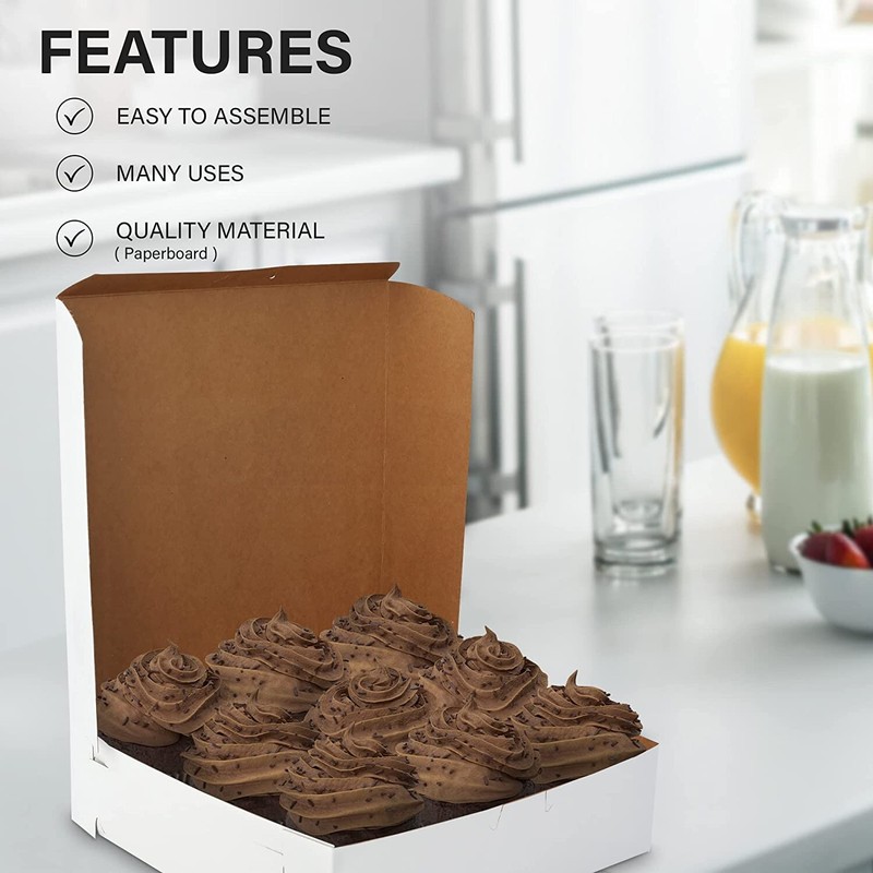 MT Products White Cookie Box - 9" x 9" x 2.5" Bakery Boxes - Pack of 15 gallery