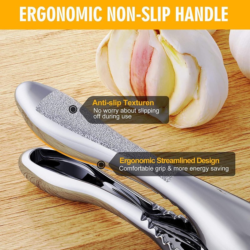 SAYLVME Garlic Press and Slicer 3 In 1, Food Grade Stainless Standard, Silver gallery